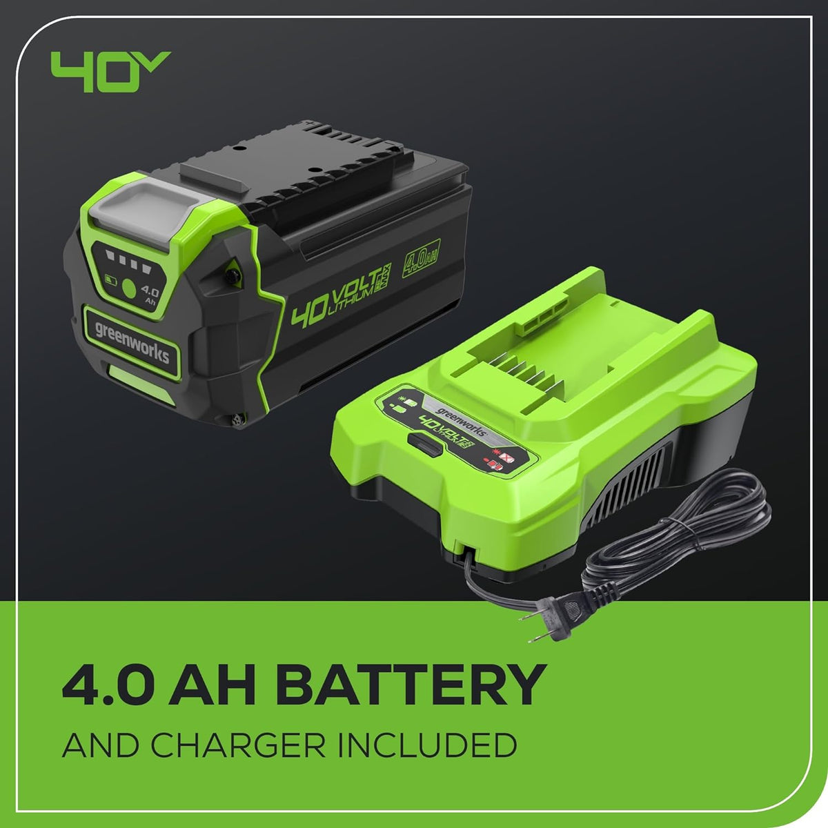 Greenworks Cordless Lawn Mower 40V 16in 4.0Ah Battery And Charger - 45Min Runtime