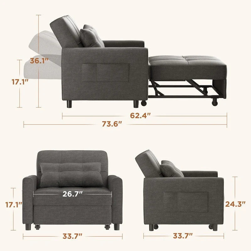 3-in-1 Adjustable Pull-Out Sleeper Sofa Bed With 330 Pounds Capacity