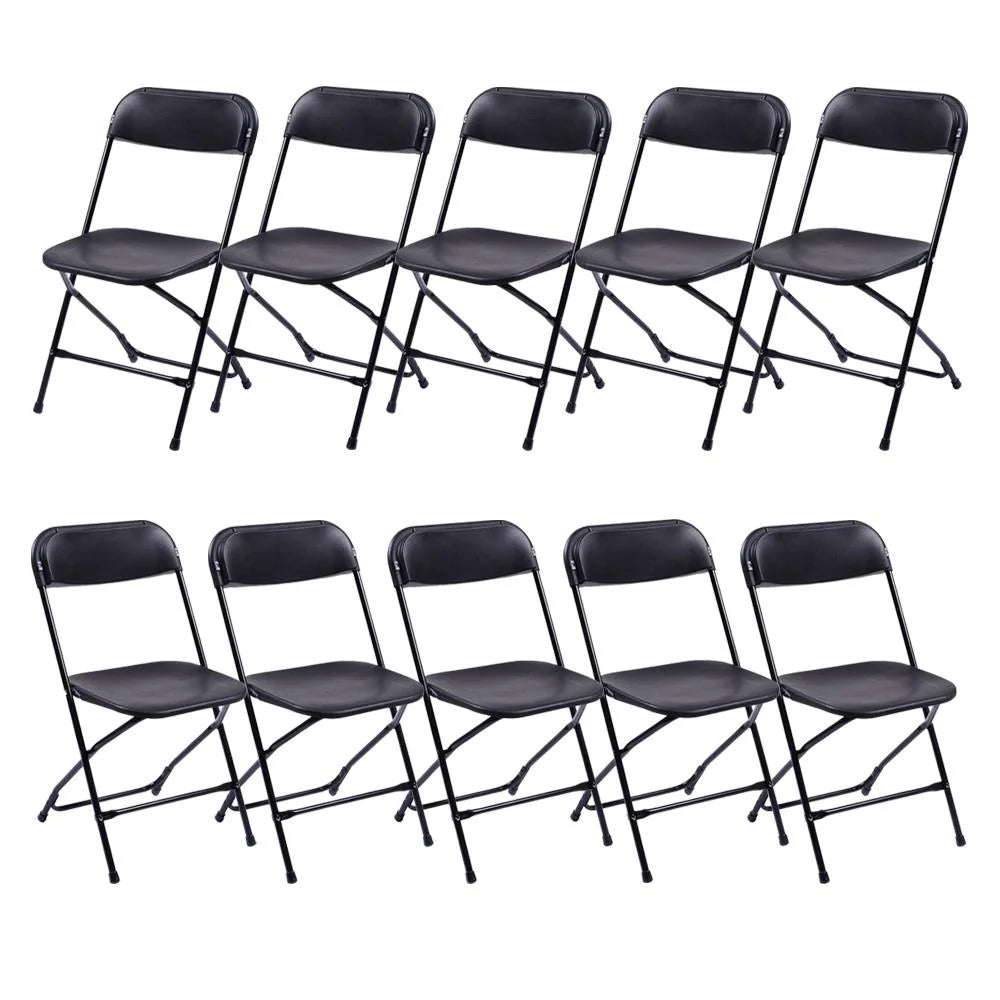 Ktaxon 6ft White Folding Table And 10 Black Folding Chairs