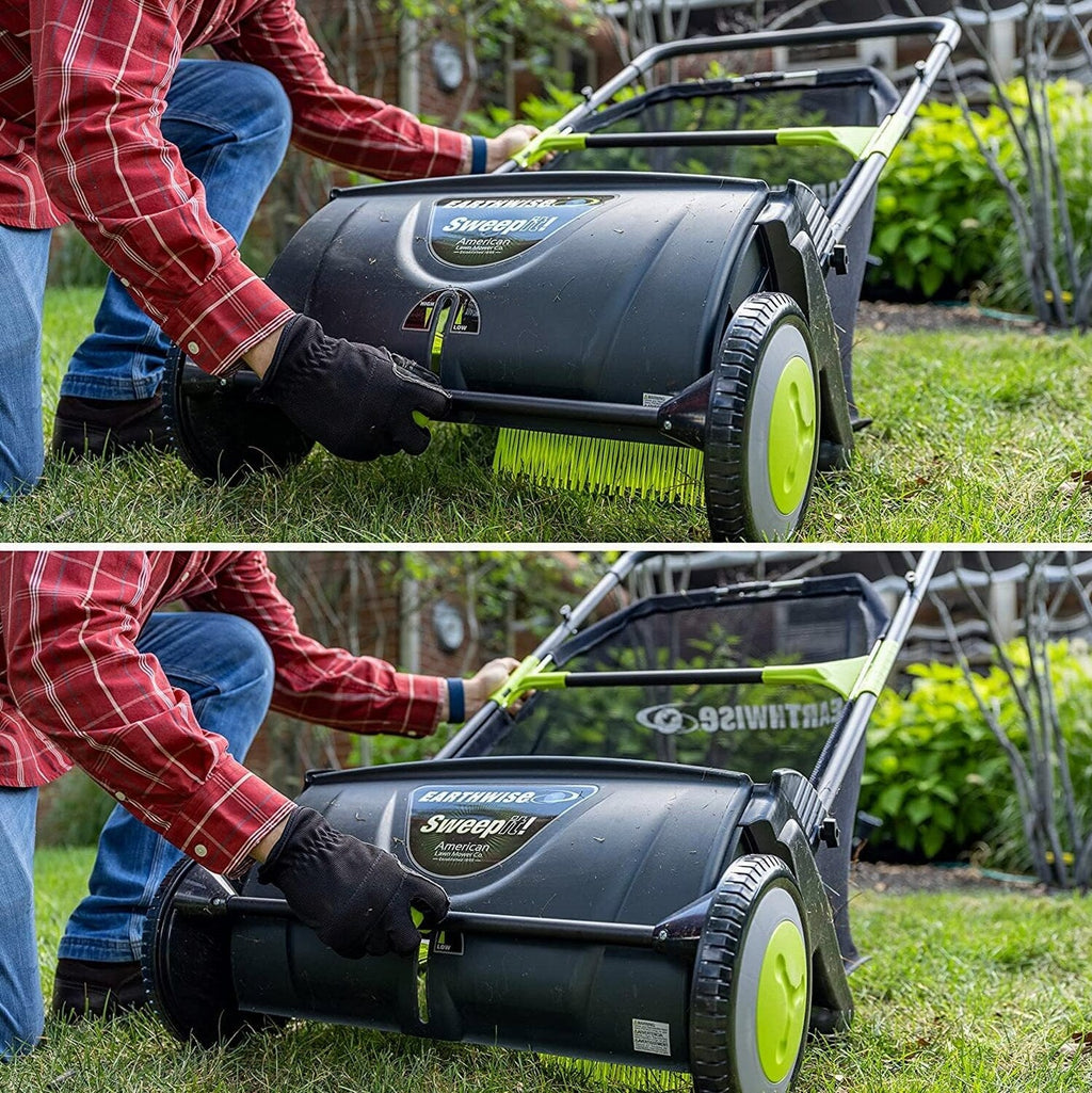 21-Inch Width Leaf &amp; Grass Push Lawn Sweeper, Black