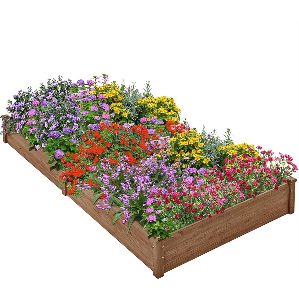 Divisible Wooden Raised Garden Bed 8x4-Foot - Dark Brown