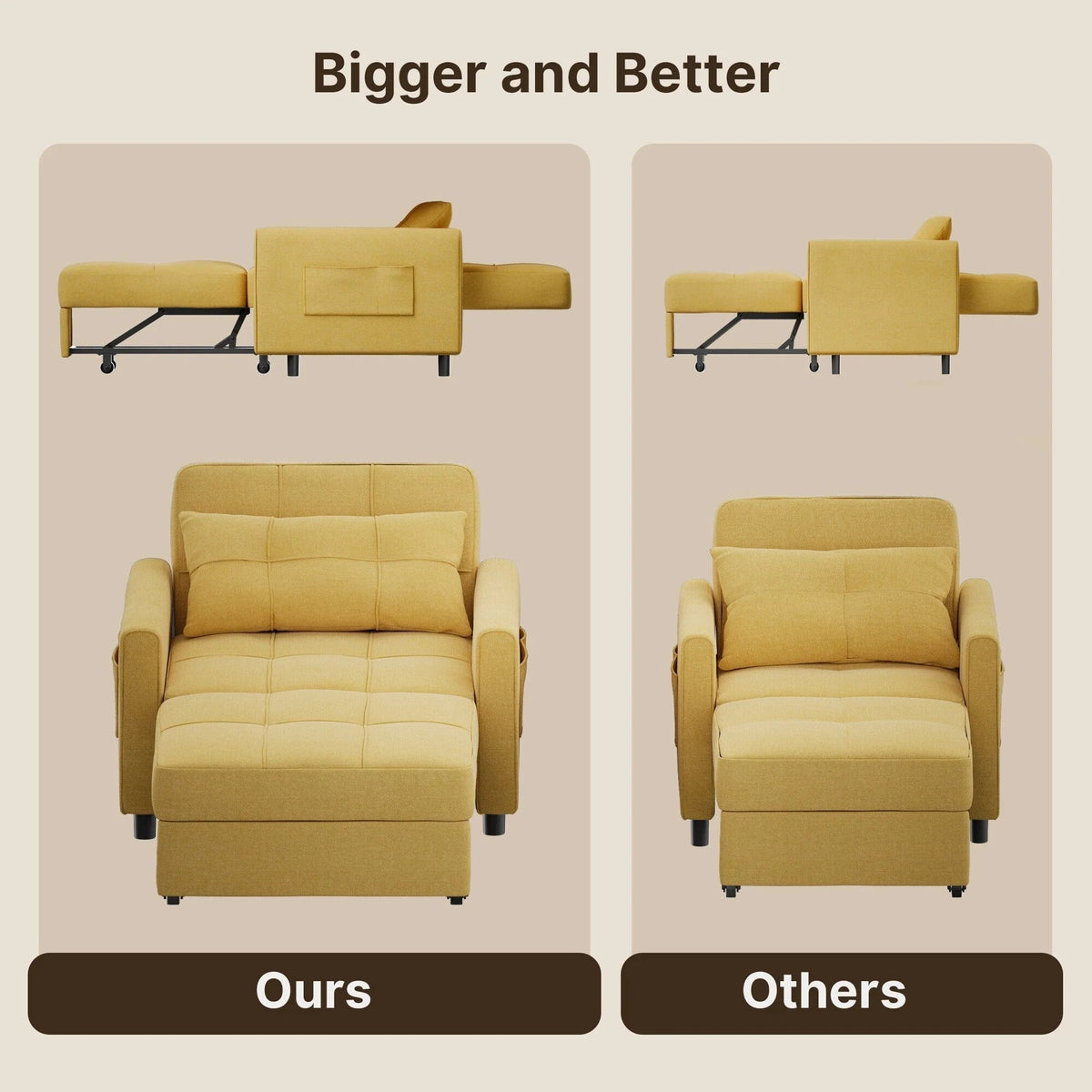 3-in-1 Adjustable Pull-Out Sleeper Sofa Bed With 330 Pounds Capacity
