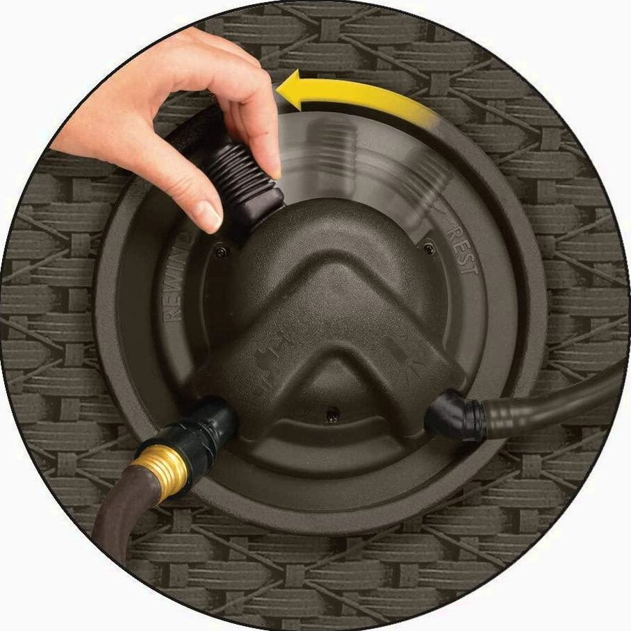 Suncast Aquawinder 125?? Wicker Garden Hose Reel ?C Lightweight Portable Hands ?C Free Water Powered Retractable Hose Reel ?C Java