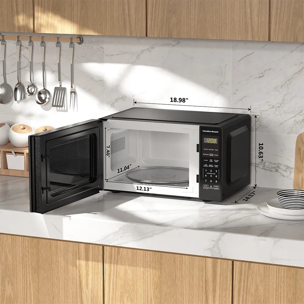 Hamilton Beach Countertop Microwave Oven, 0.9 Cu ft, 900 Watts, Stainless Steel, 18.98 in W x 14.17 in D x 10.63 in H - HB8436127995-01