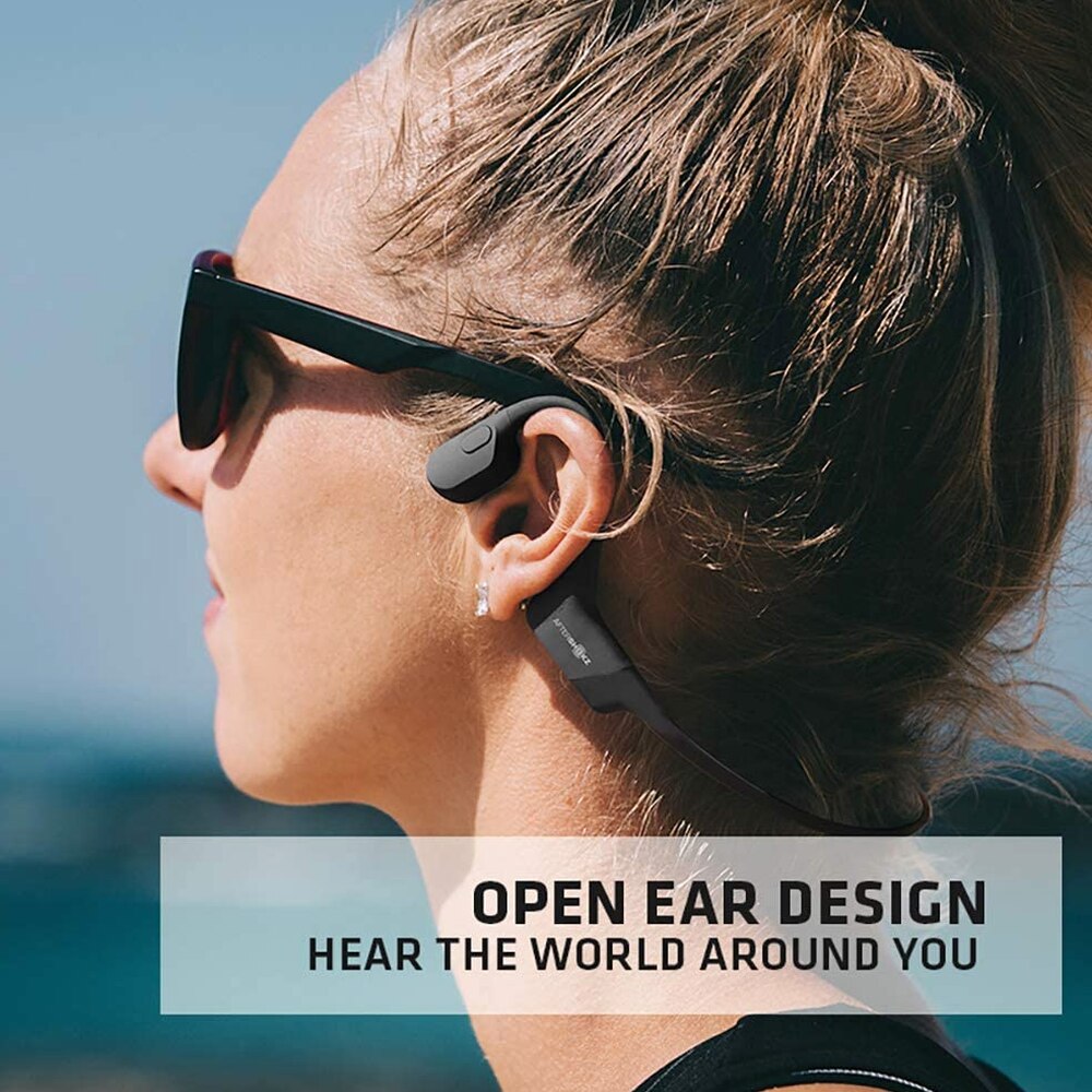 AfterShokz Aeropex Open-Ear Wireless Bone Conduction Headphones with Sport Belt Cosmic Black 2.3