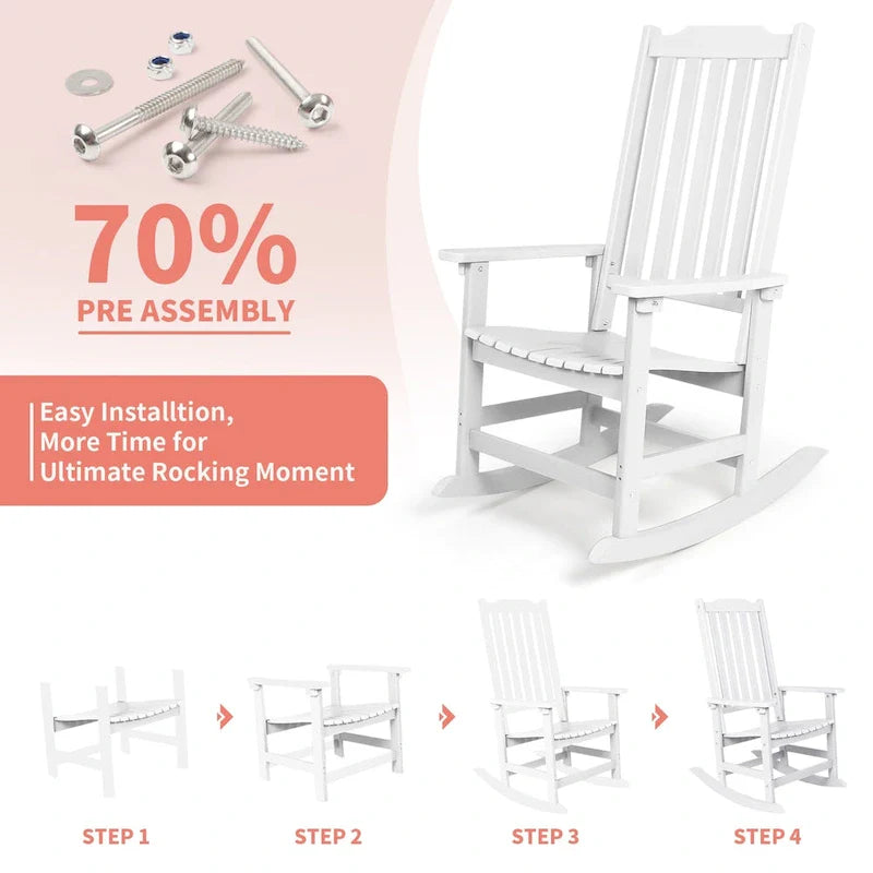 Vrakae Patio High-Back Rocking Chairs, 2-Piece, 21 x 34.6 x 46 Inches