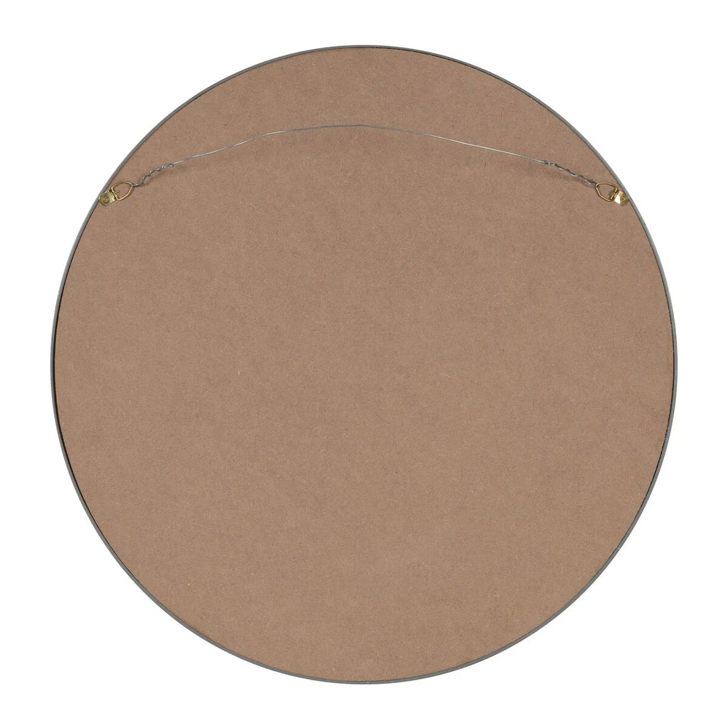 Round Wood Accent Wall Mirror With Modern Decorative Wooden Frame
