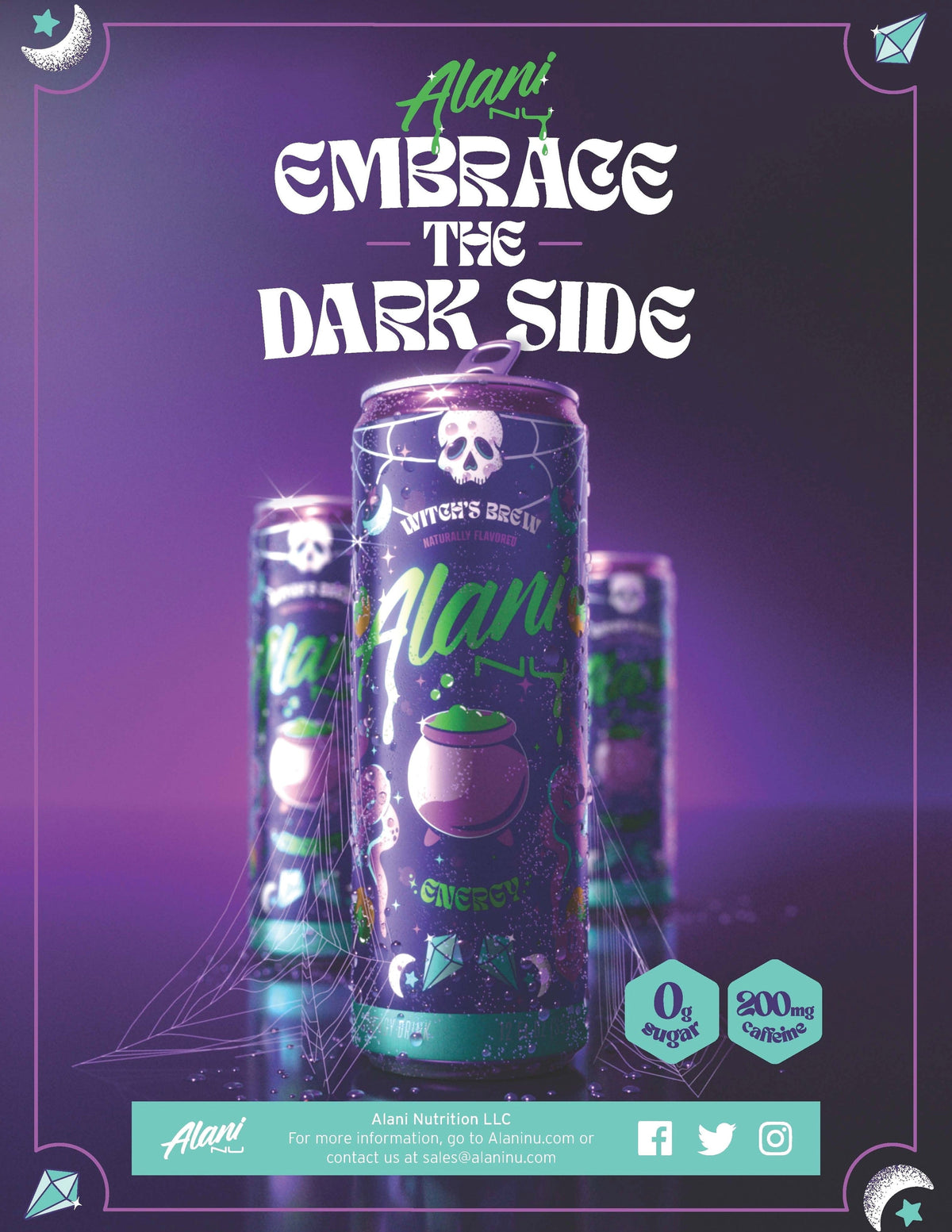 Sugar Free Energy Drink, Witch's Brew, 12oz Cans (6 Pack)