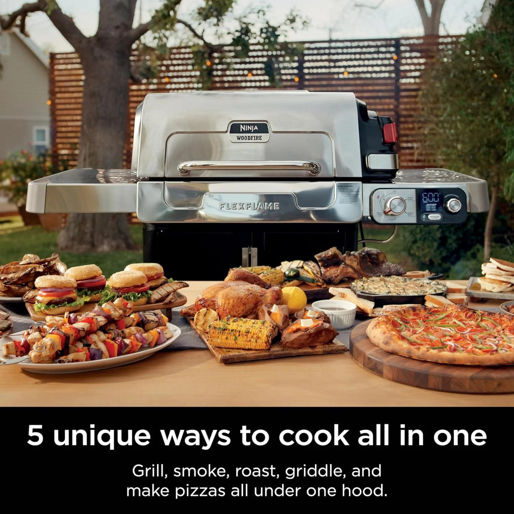 5-in-1 Electric and Propane 3-Burner Outdoor Grill and Smoker, Stainless Steel