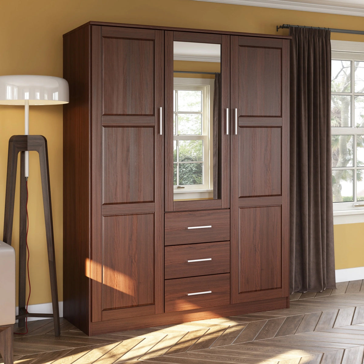 Palace Imports Solid Wood 3-Door Wardrobe Armoire, 56 inch - Cosmo