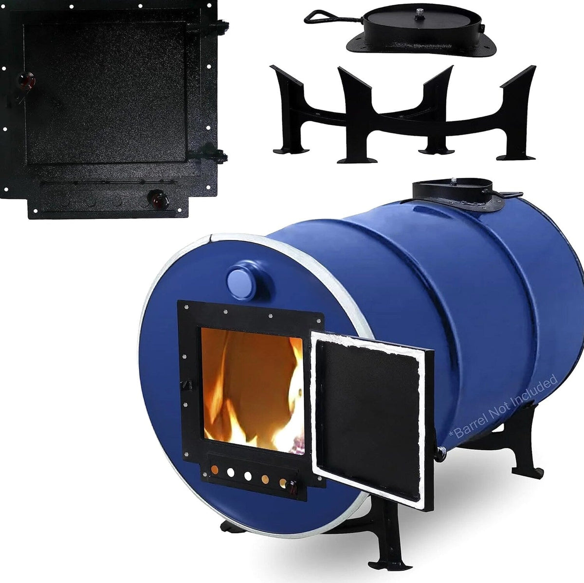 Barrel Stoves Kit C Perfect For 30-55 Gallon Drum Wood Stove Kit - Wood Burning Stove Kit Barrel Stove Door - Fire Wood Camp Stove Kit Wood Stove Kit for Emergency Heating &amp; Cooking