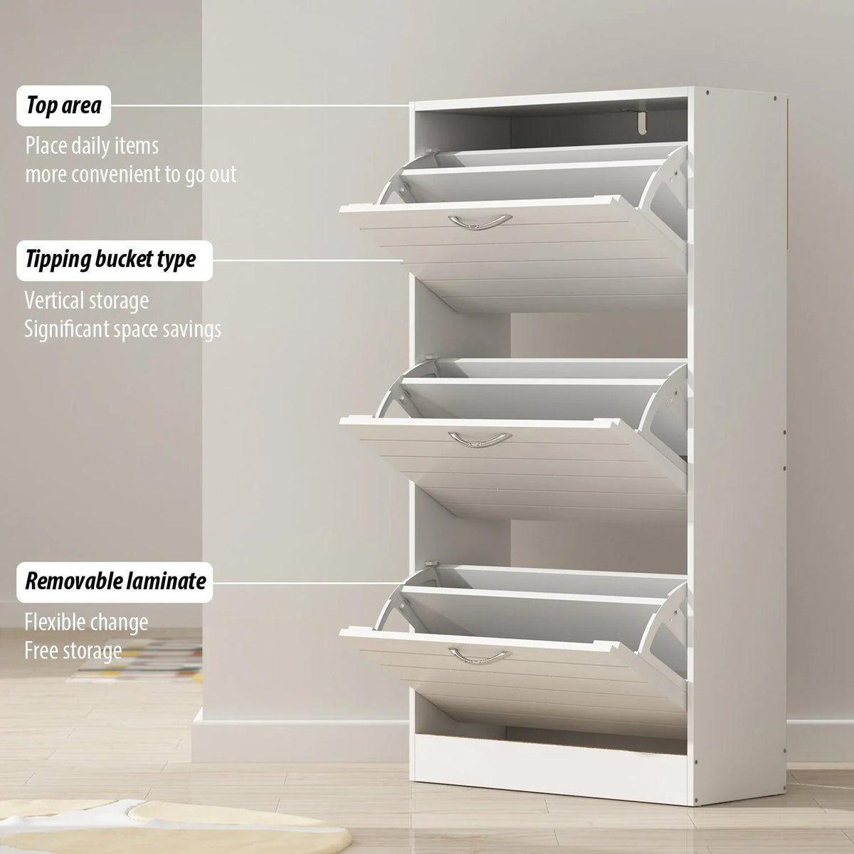 Modern Flip-Down Shoe Storage Cabinet