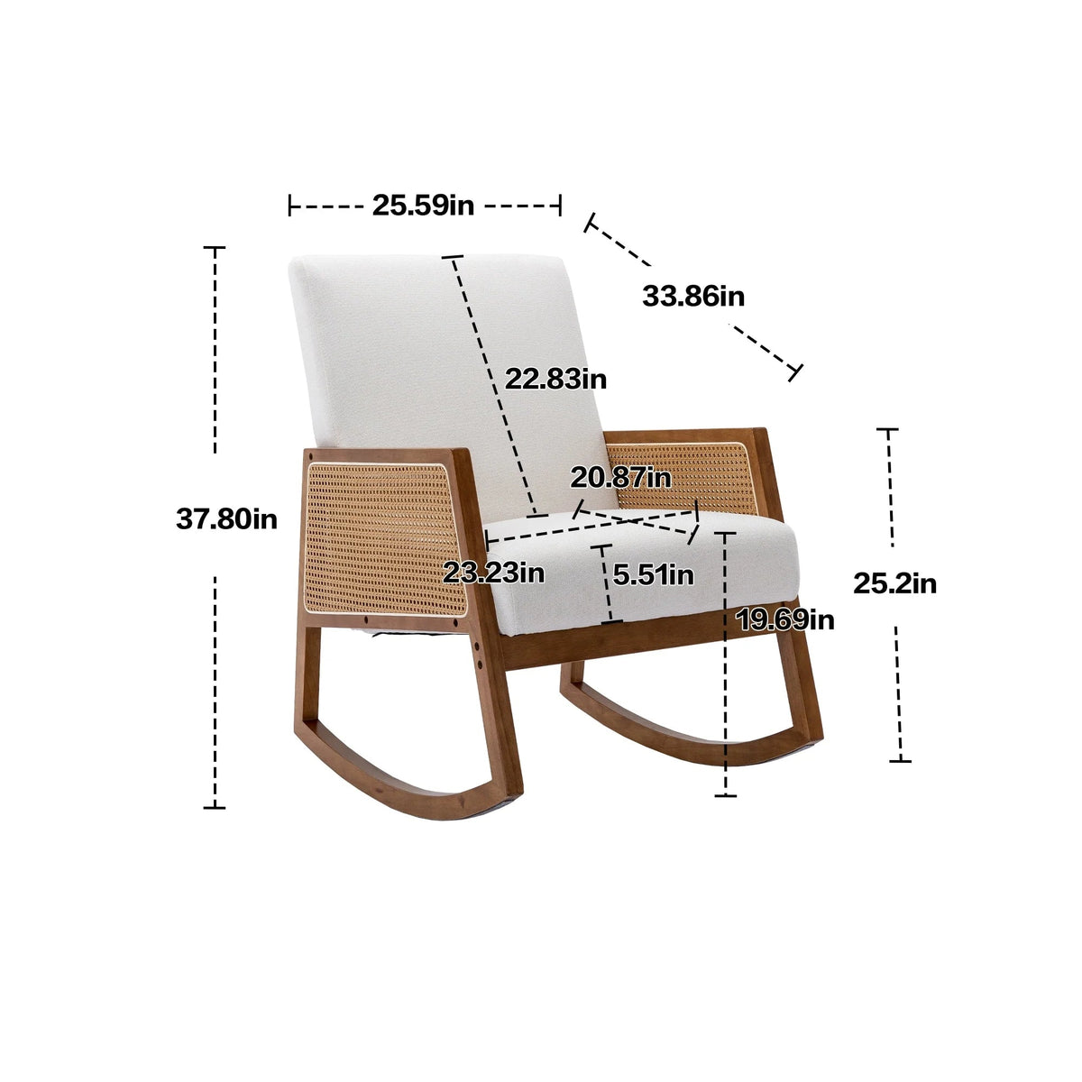 Upholstered Tall Back Gliding Rocking Armchair