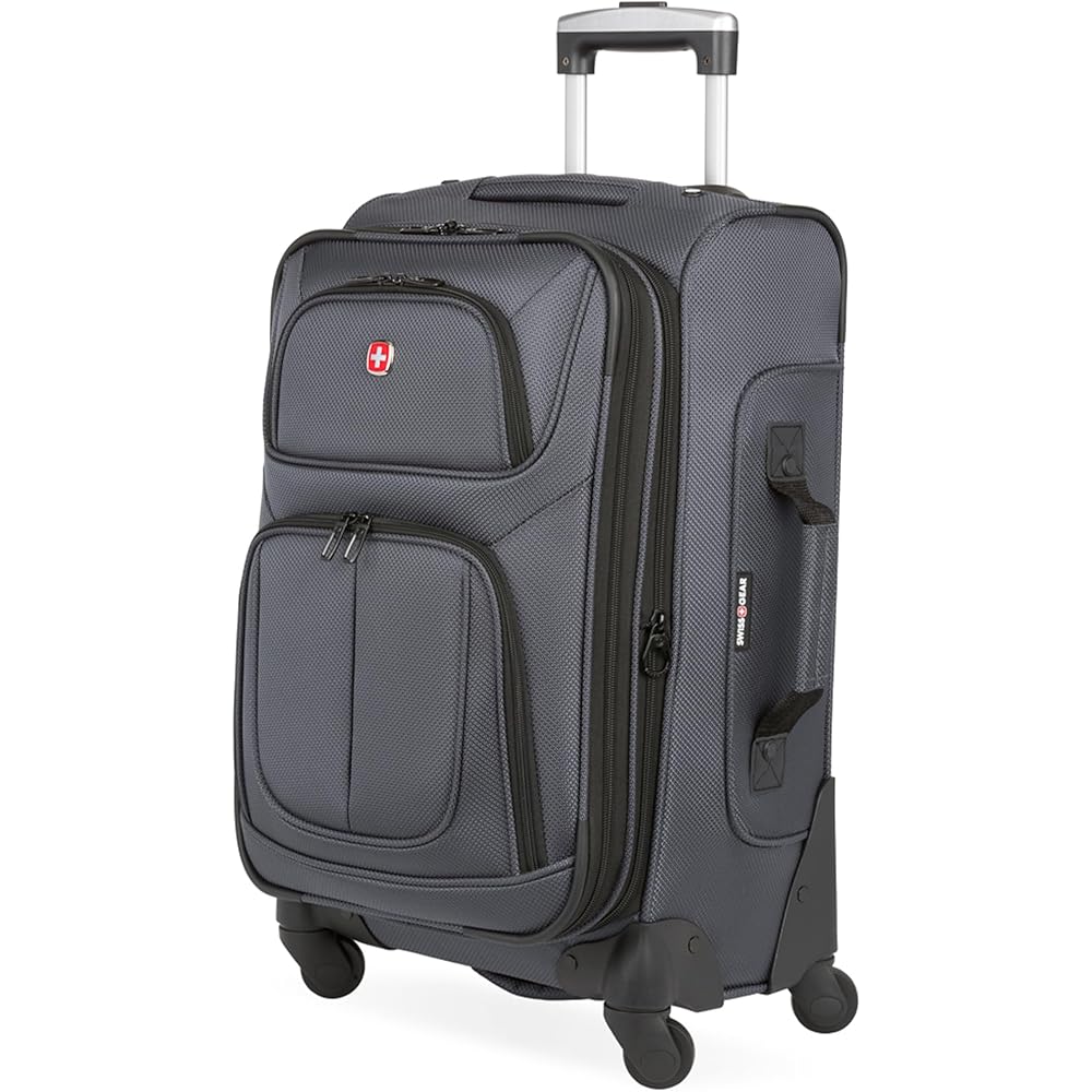 SwissGear Sion Softside Expandable Carry-On Luggage, Dark Grey, 21-Inch