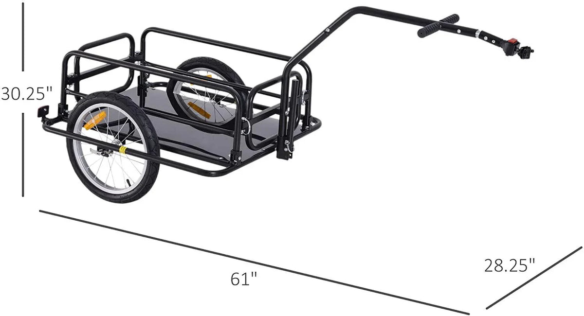 Aosom Foldable Bike Cargo Trailer, 80 lbs Capacity, 16 inch Wheels, Black - With Hitch