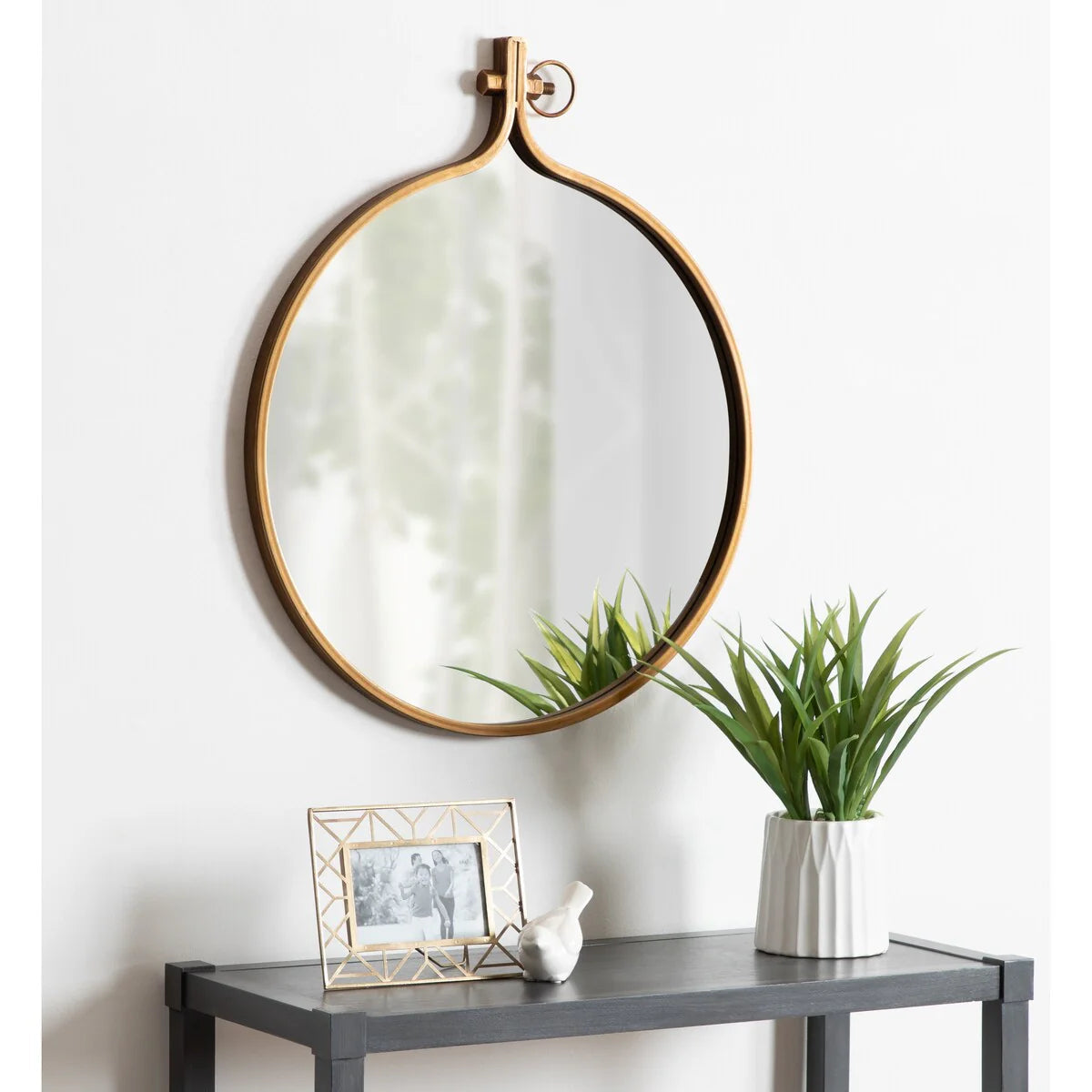 Modern Round Wall Mirror With Decorative Metal Frame