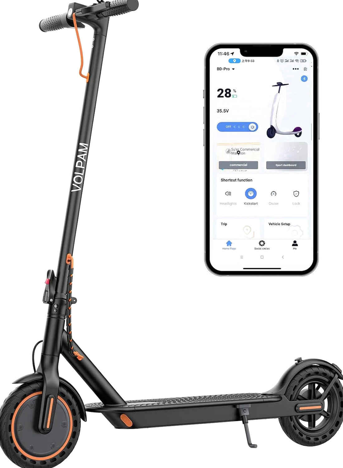 Electric Scooter, 350W/500W Powerful Motor, 8.5"/10" Solid Tires, 19/22Mph, 28/21/12 Miles Range,Dual Braking