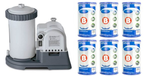 Pool Filter Pump, 2,500 Gallons/Hour, GFCI, Includes 6 Type B Cartridges