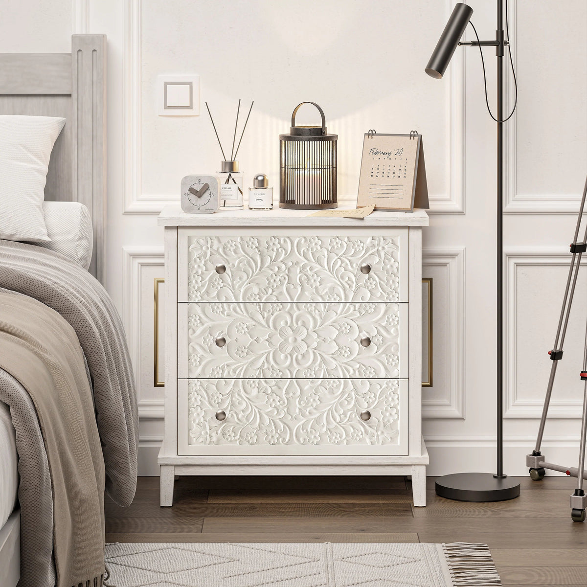 Farmhouse Fully Assembled Nightstand With 2 Drawers