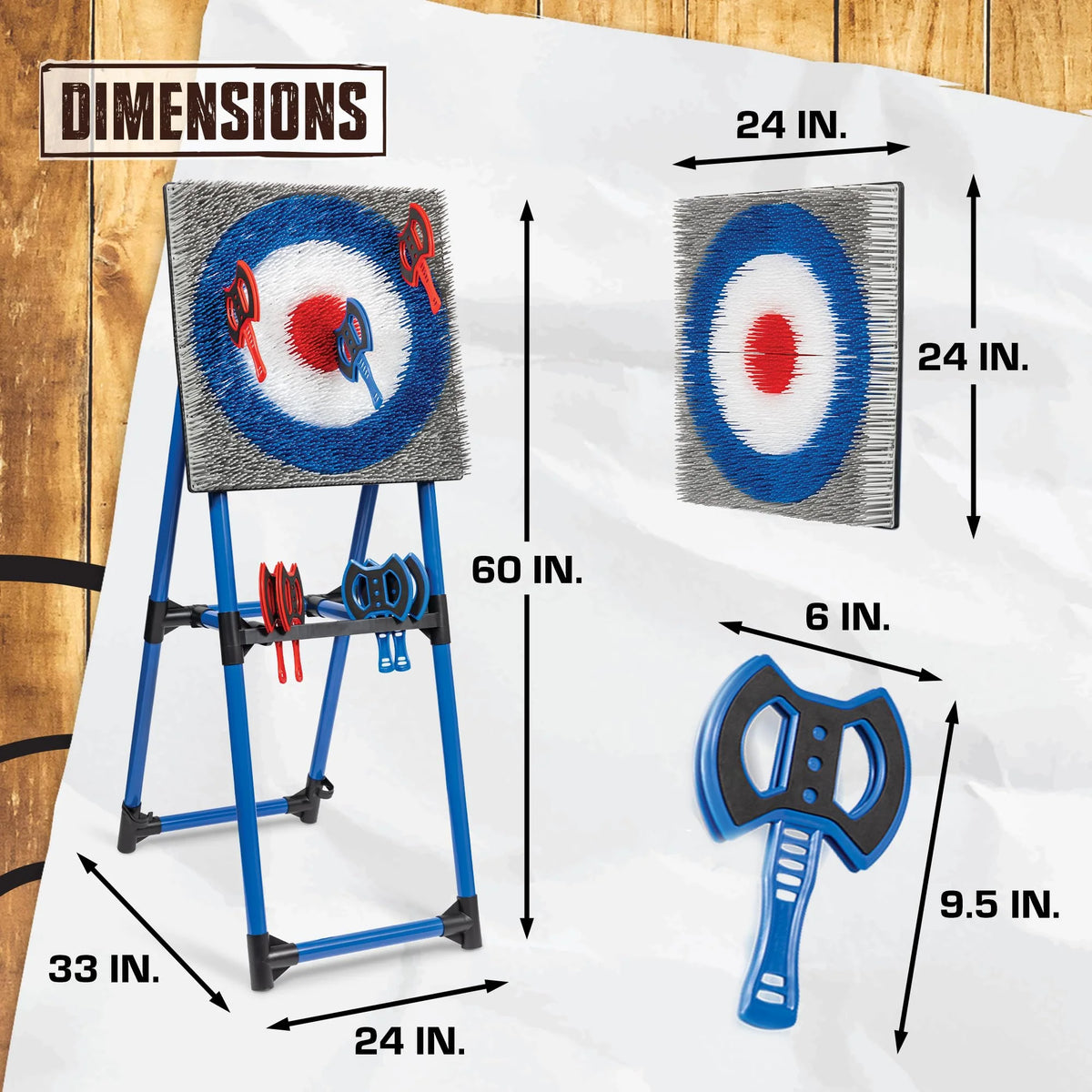 EastPoint Deluxe Steel Frame Axe Throw Target Game Set - 8 Axes