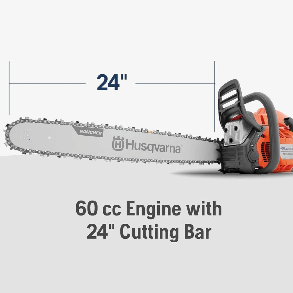 460 Rancher Gas Powered Chainsaw, 60.3-cc 3.6-HP, 2-Cycle X-Torq Engine, 24 Inch Chainsaw with Automatic Adjustable Oil Pump, For Wood Cutting, Tree Trimming and Land Clearing