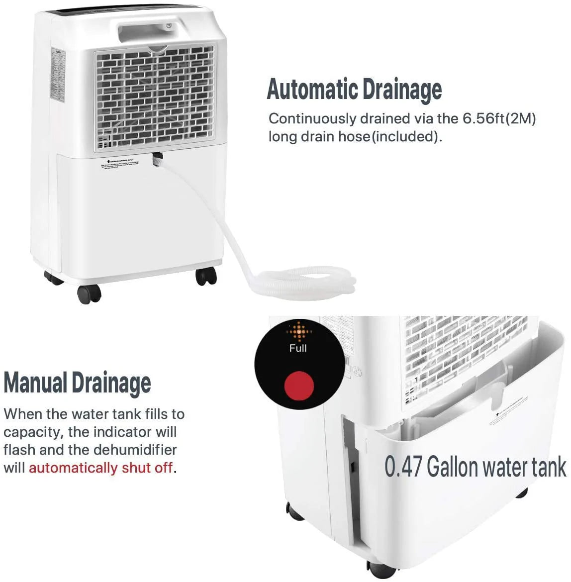 Yaufey 30 Pint Portable Dehumidifier, 4 Gallons/Day, Up To 1500 Sq Ft
