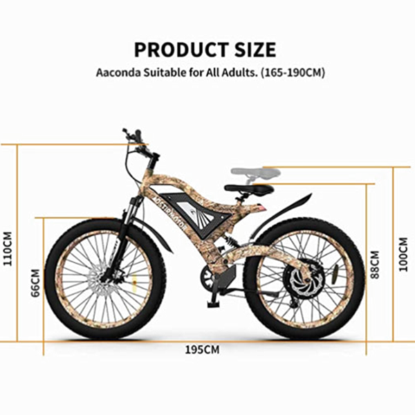 Aostirmotor 1500W Electric Mountain Bike, 26" Fat Tires, 48V 15Ah Battery, Aluminum Frame, Disc Brakes, Shimano 7-Speed, Suitable for Adults