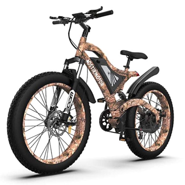 Aostirmotor 1500W Electric Mountain Bike, 26" Fat Tires, 48V 15Ah Battery, Aluminum Frame, Disc Brakes, Shimano 7-Speed, Suitable for Adults
