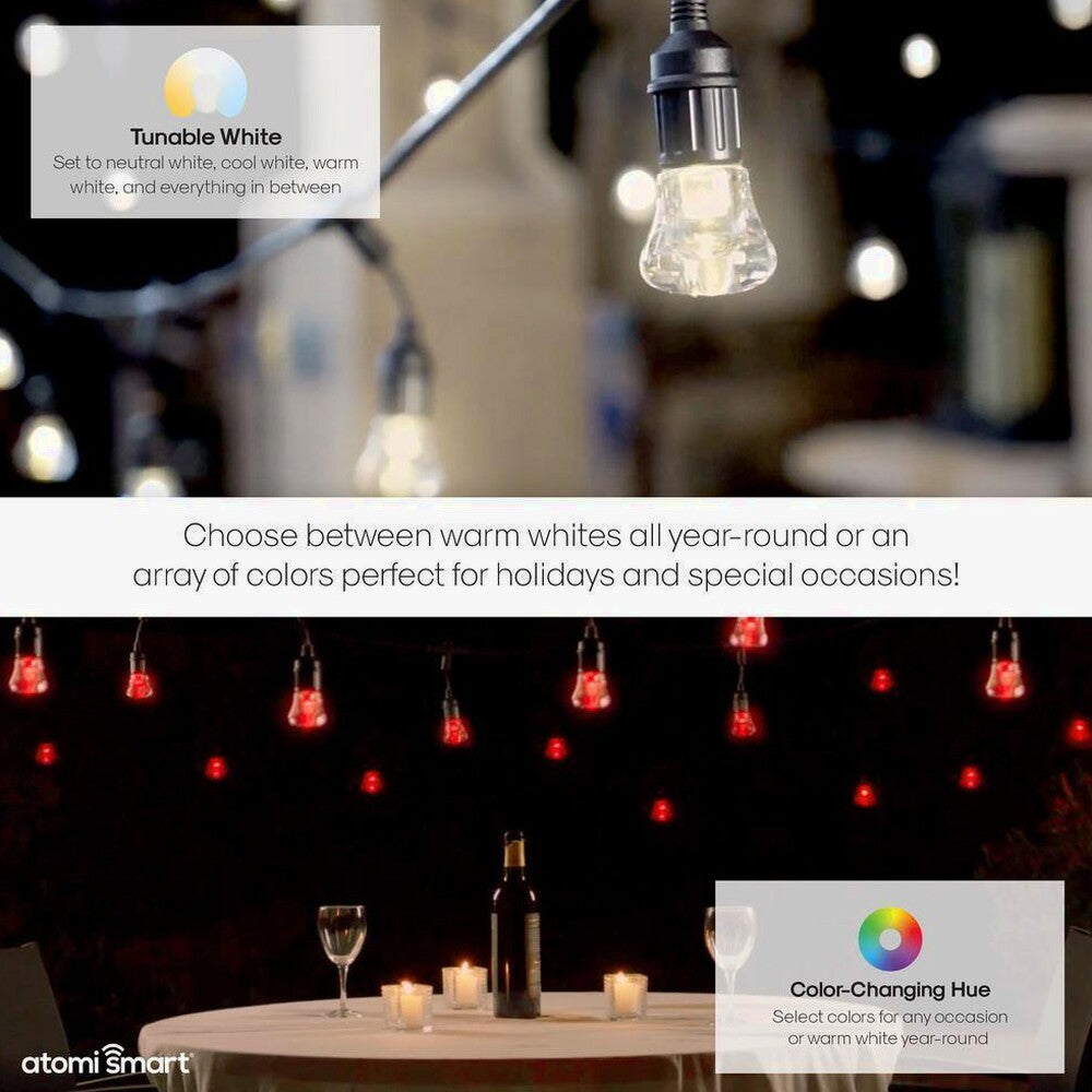 Atomi Smart WiFi Color String Lights - 24ft Waterproof LED, Alexa/Google Compatible