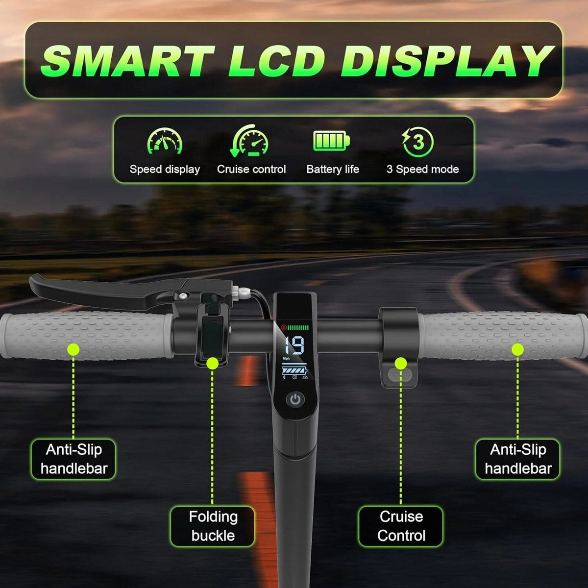 Electric Scooter - 8.5" Solid Tires, 350W Motor, Up to 19 MPH and 21-23 Miles Long-Range Portable Foldable Commuting Scooter for Adults with Double Braking System and App