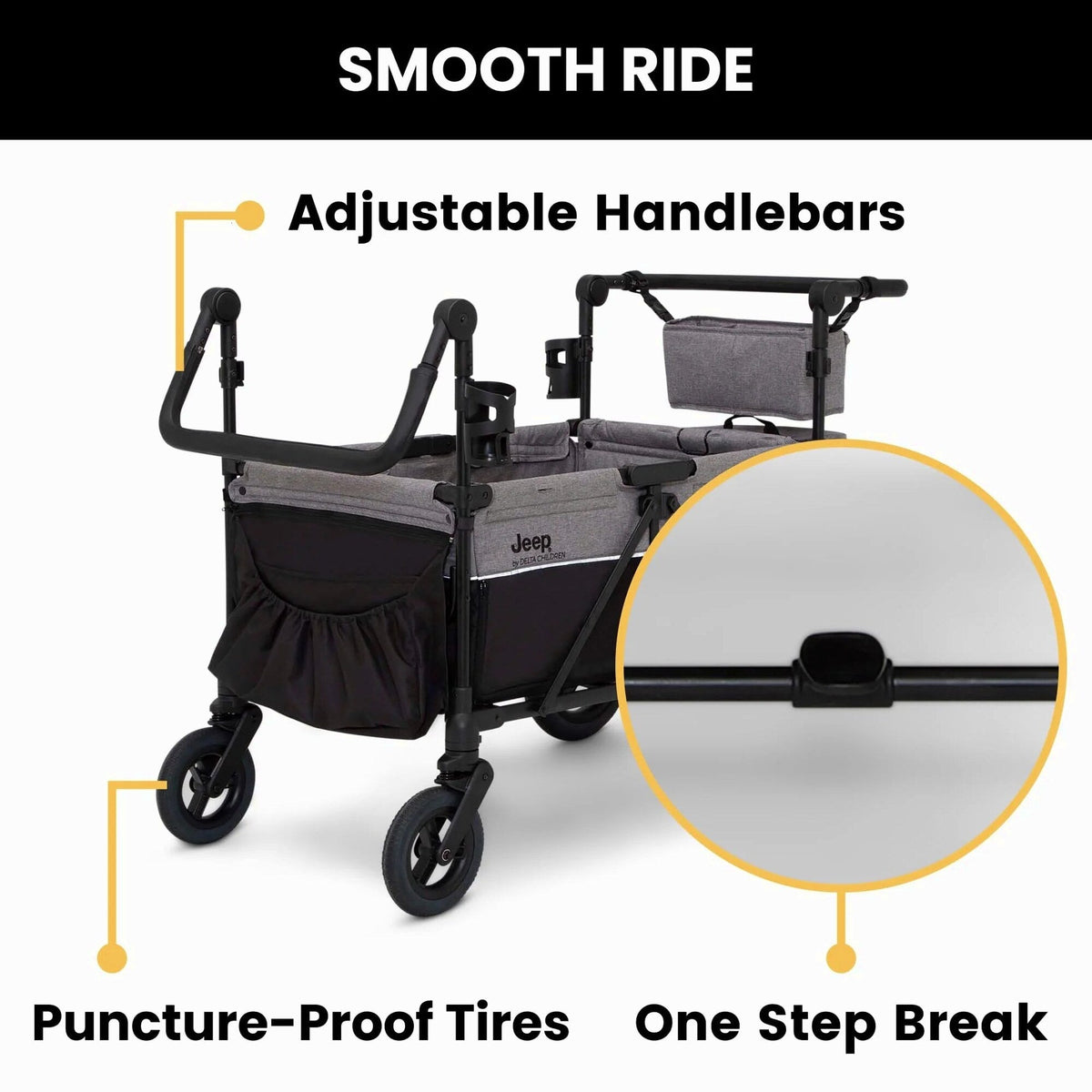Jeep Wrangler Deluxe 4 Seater Stroller Wagon by Delta Children