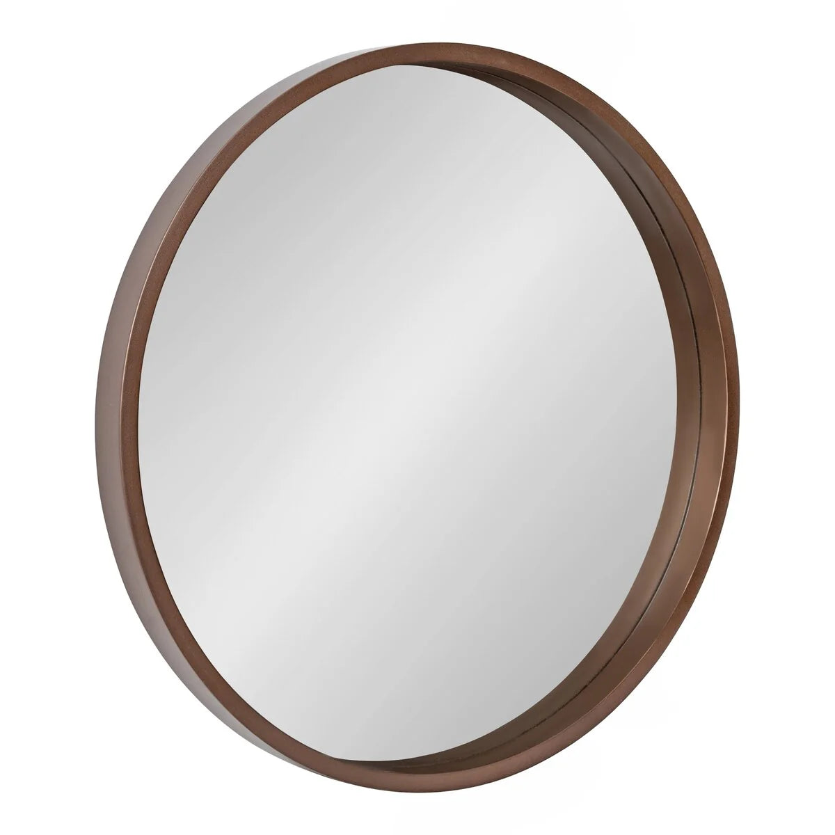 Round Wood Accent Wall Mirror With Modern Decorative Wooden Frame