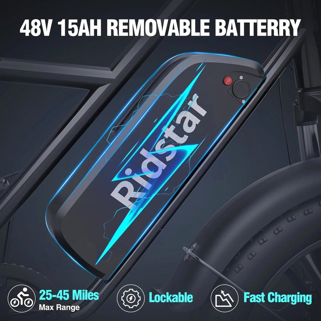 Electric Bike for Adults750W 30-70Miles 48V 15AH Removable Battery Ebike 20" x 4.0 Fat Tire Beach Commuting E-Bike 2 Seater W/Fork Suspension UL2849