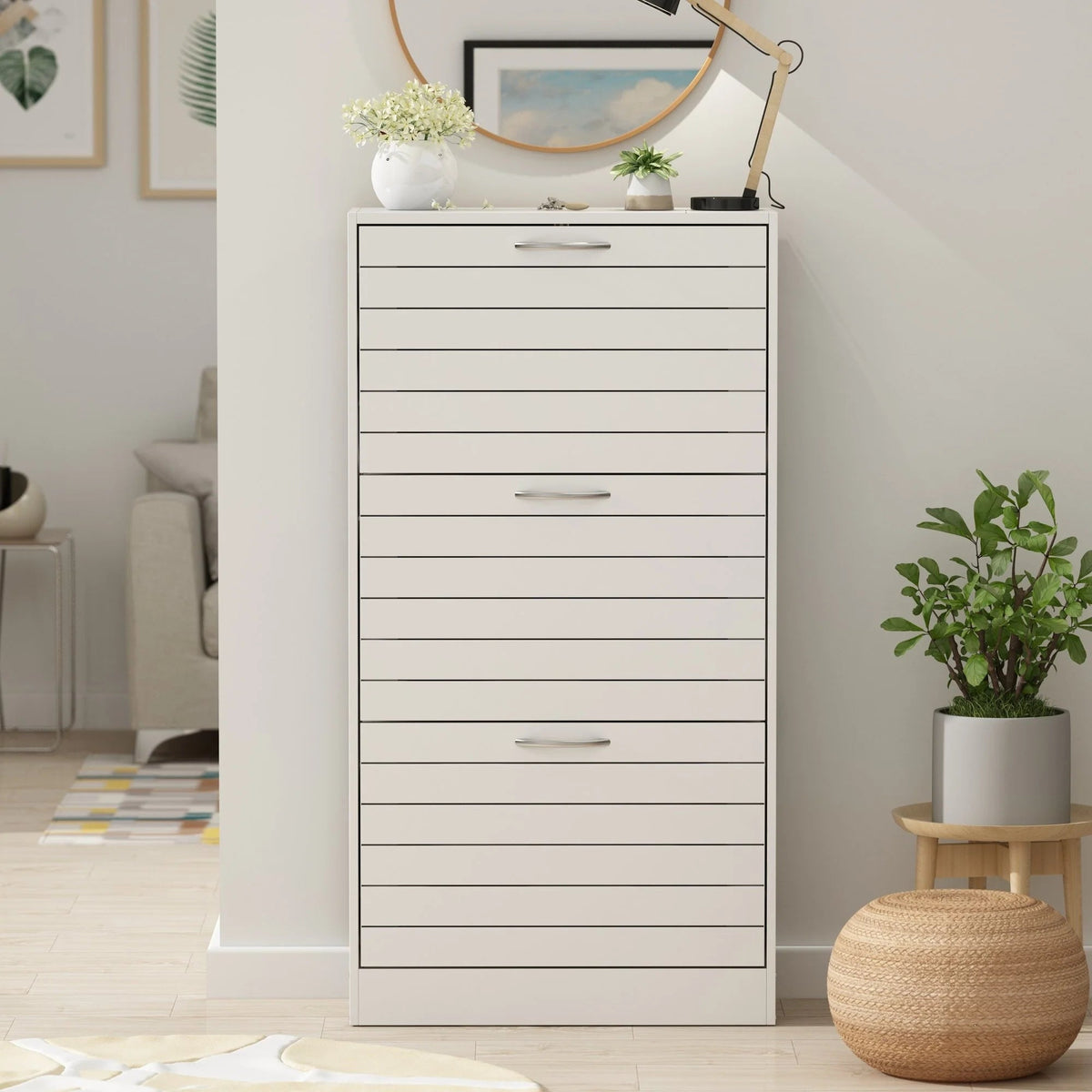 Modern Flip-Down Shoe Storage Cabinet