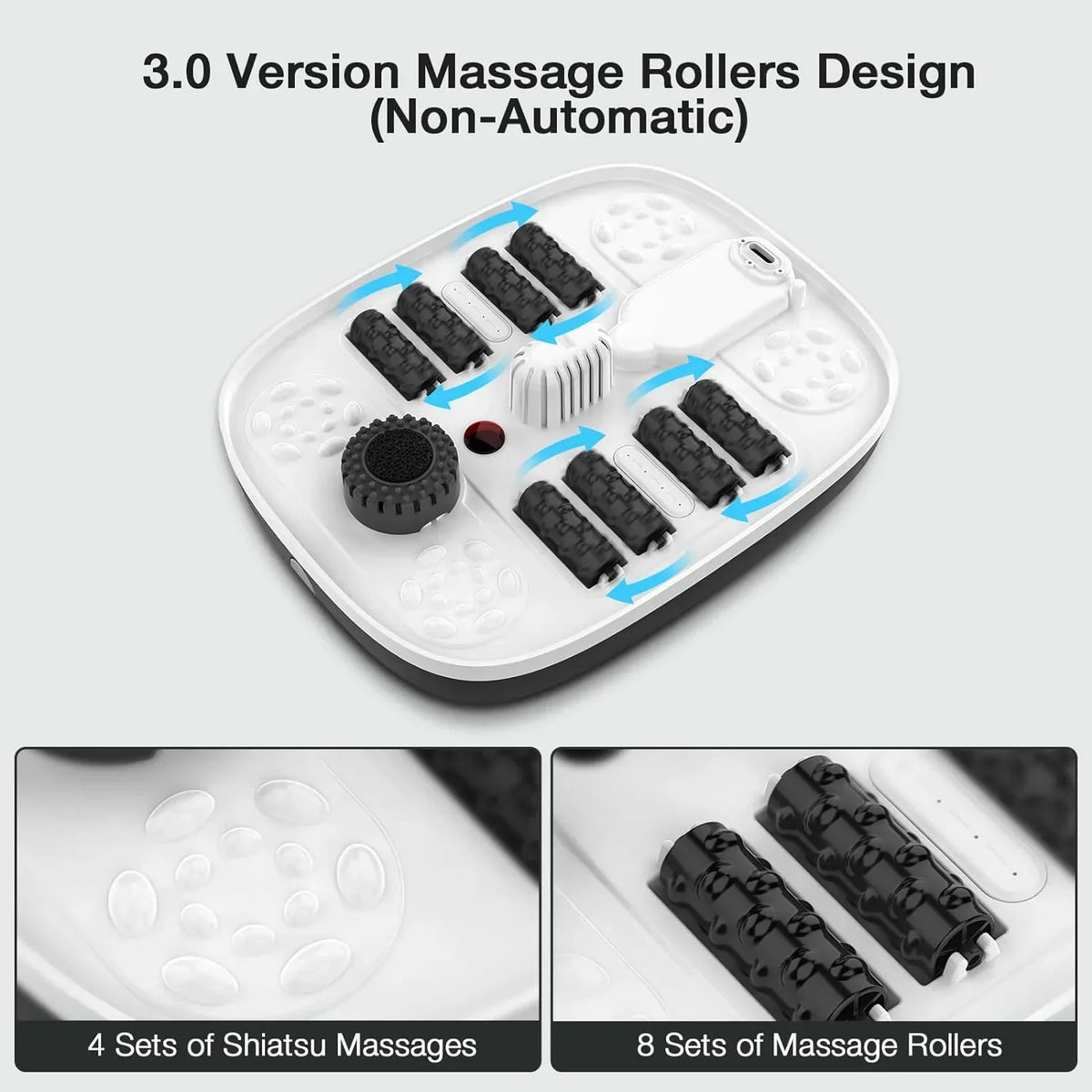 YOZIHAYL Collapsible Foot Spa With Heat, Bubbles, Red Light, Temperature Control And 8 Shiatsu Massage Rollers - 3.0