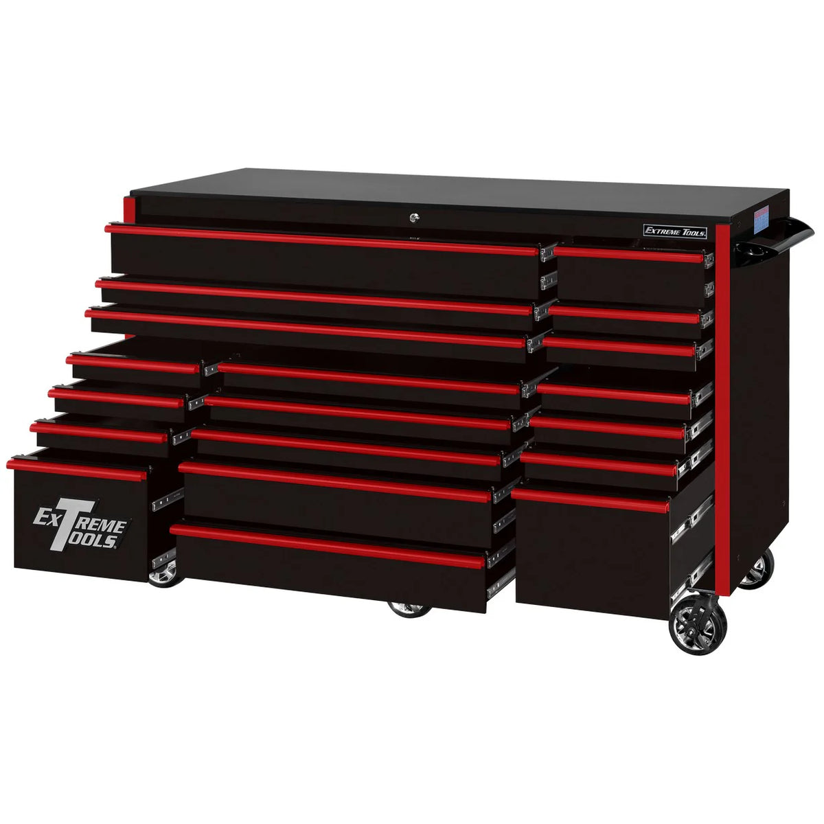 Extreme Tools 72-in x 30-in 19-Drawer Roller Cabinet With 250 lb Drawer Slides - RX723019RC-250