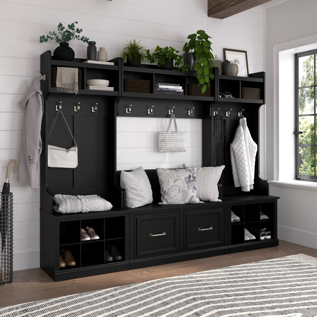 40 Inch Wall Mounted Coat Rack With Shelf and Cubbies