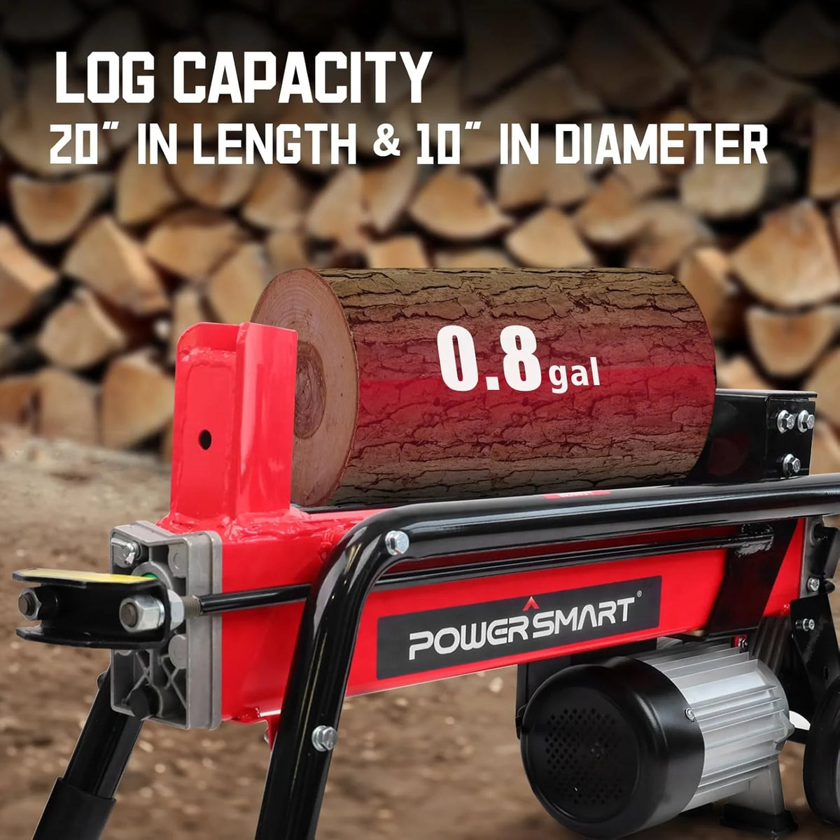 Electric Log Splitter 7-Ton, 15 Amp, Horizontal Full Beam Design With Steel Wedge