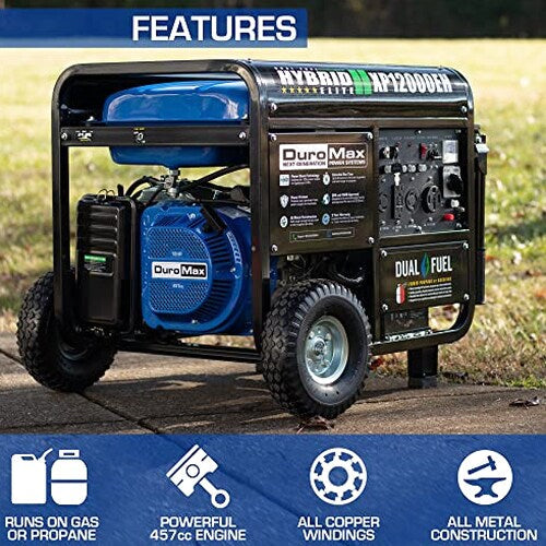 XP12000EH Dual Fuel Generator – 12,000W Gas/Propane, 457cc 4-Stroke Engine, EPA/CARB Compliant