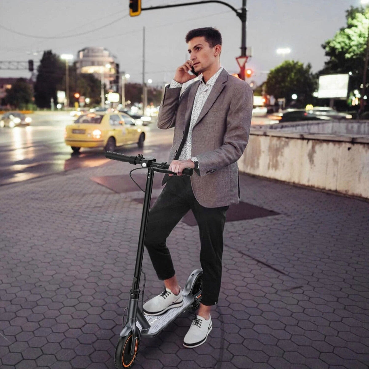 Electric Scooter, 350W/500W Powerful Motor, 8.5"/10" Solid Tires, 19/22Mph, 28/21/12 Miles Range,Dual Braking