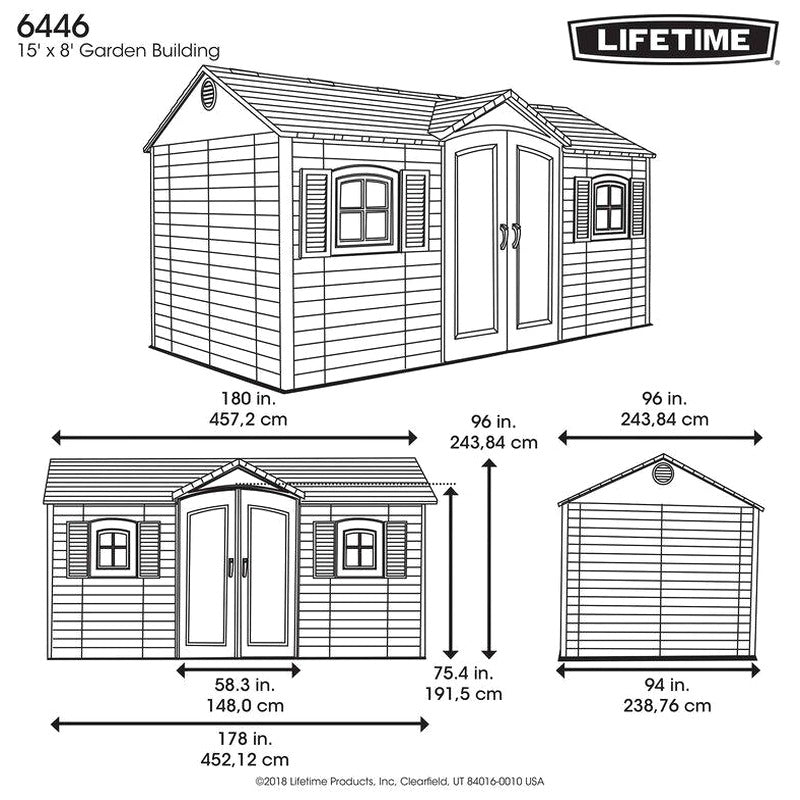 Side Entry 15 ft. W x 8 ft. D Plastic Storage Shed