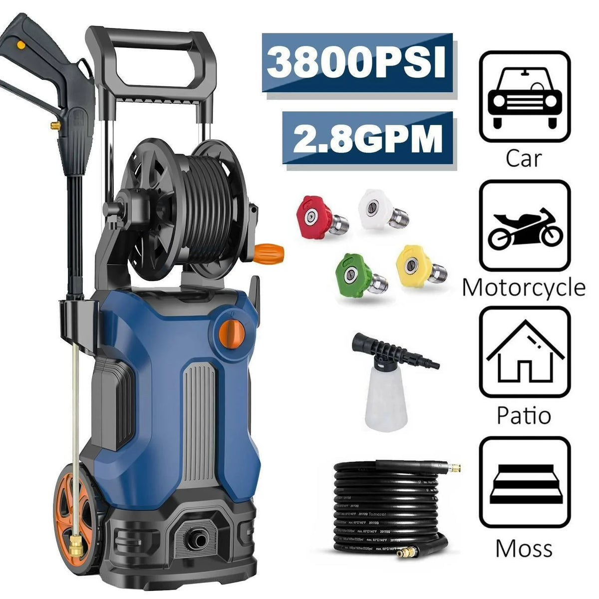 Electric Cold Water Pressure Washer 3800 PSI 2.8 GPM