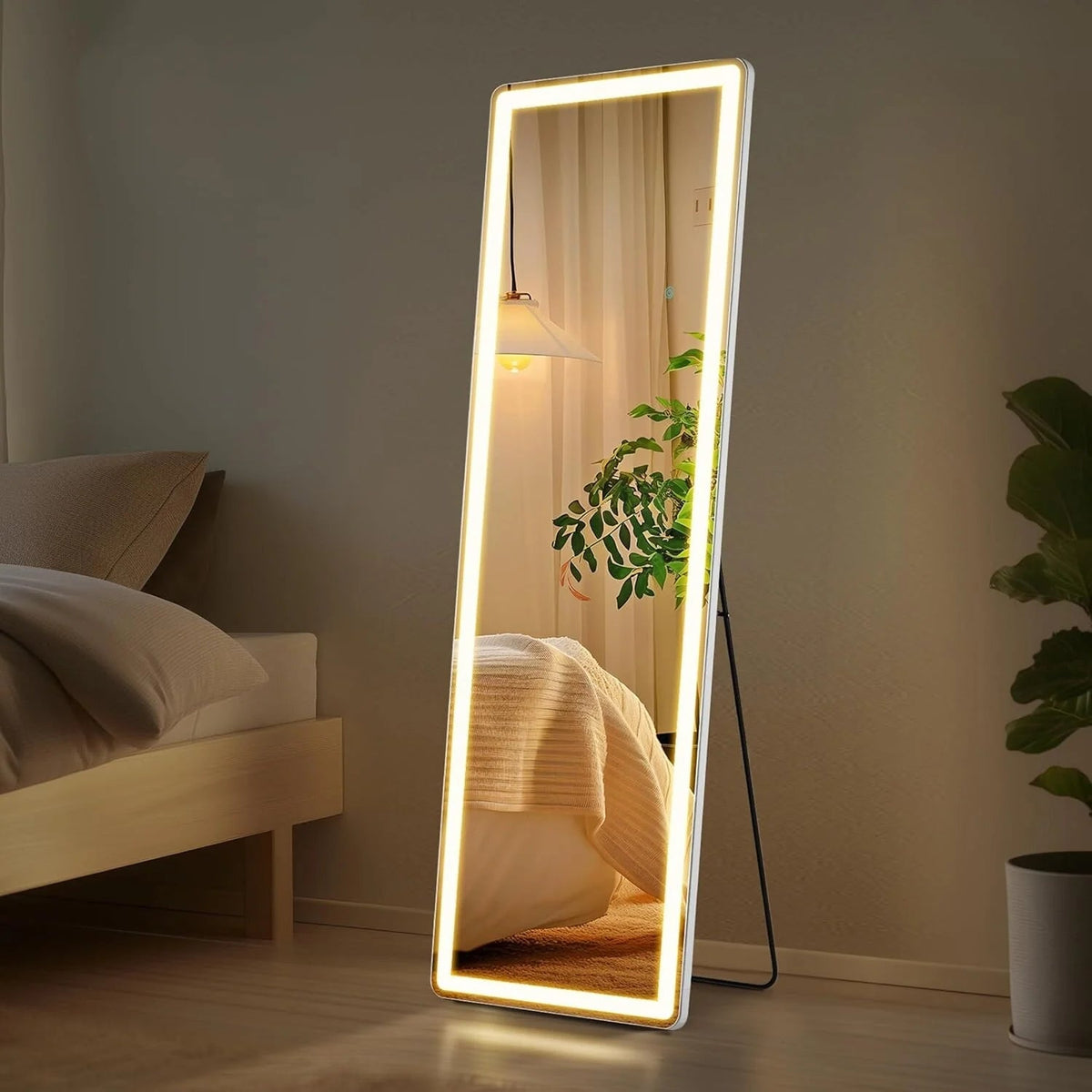 LED Full-Length Floor Mirror With Stand, 64 x 21 Inch
