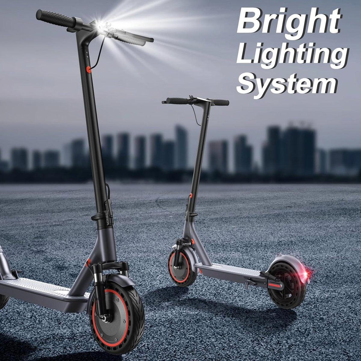 Electric Scooter, 350W/500W Powerful Motor, 8.5"/10" Solid Tires, 19/22Mph, 28/21/12 Miles Range,Dual Braking