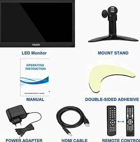 13.3 inch Small PC Monitor 1366x768 Mini LED Monitor with HDMI VGA AV BNC USB Intput, for Fire Stick Computer Xbox Ras pi, Built-in Speaker