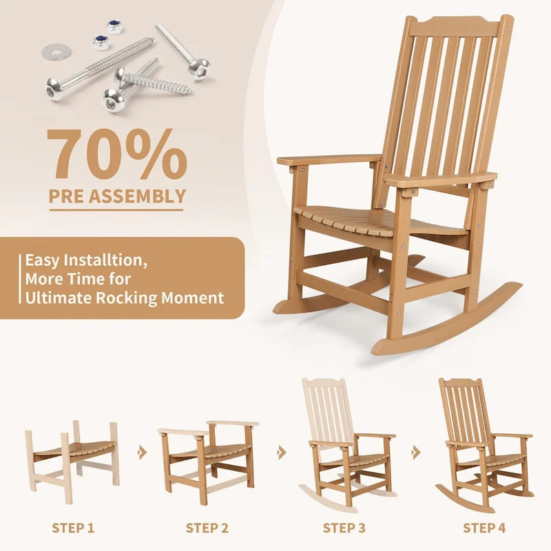 Vrakae Patio High-Back Rocking Chairs, 2-Piece, 21 x 34.6 x 46 Inches