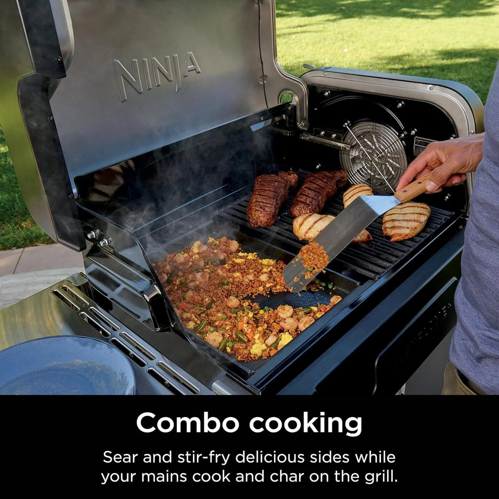 5-in-1 Electric and Propane 3-Burner Outdoor Grill and Smoker, Stainless Steel
