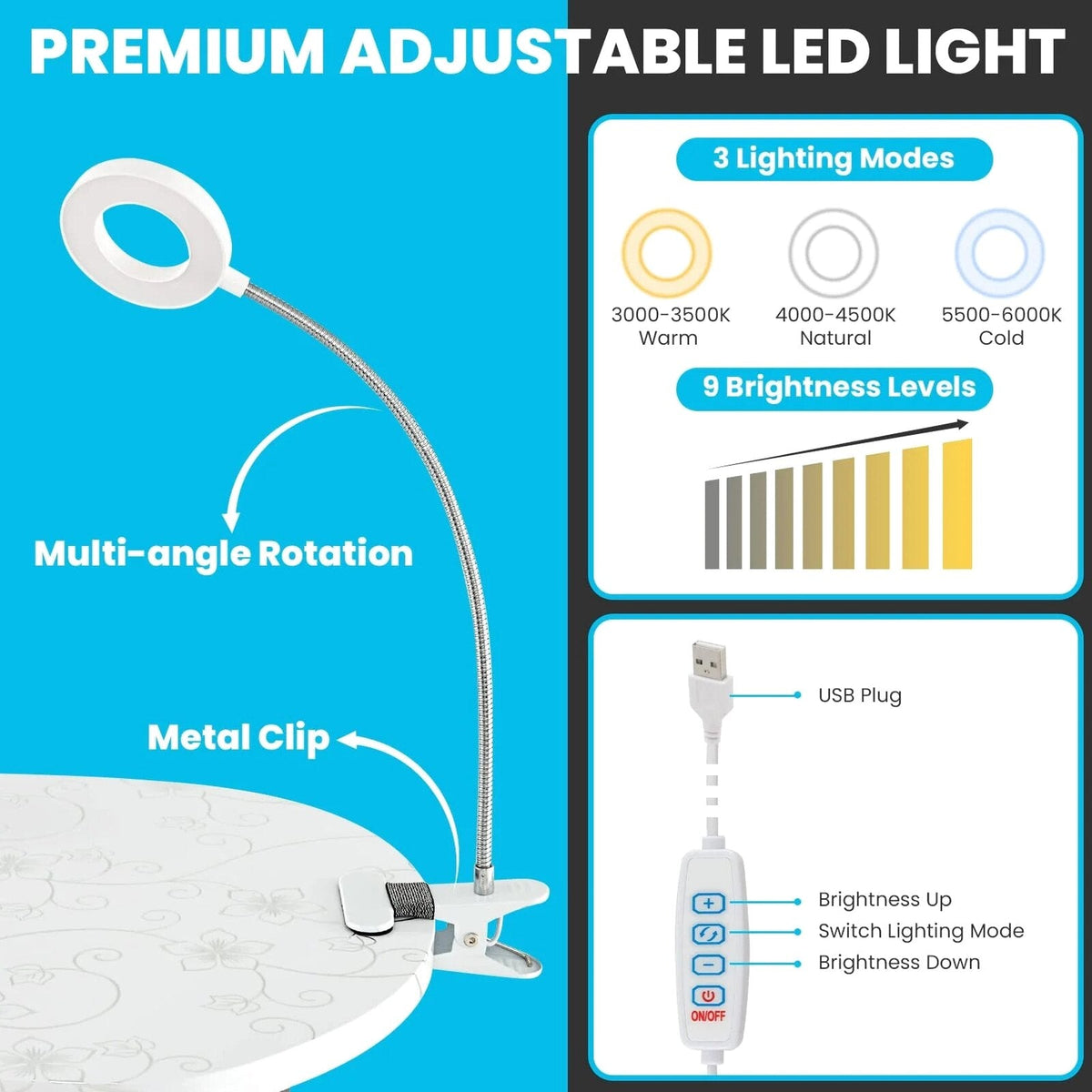 LDAILY Portable Nail Table with Electric Dust Collector