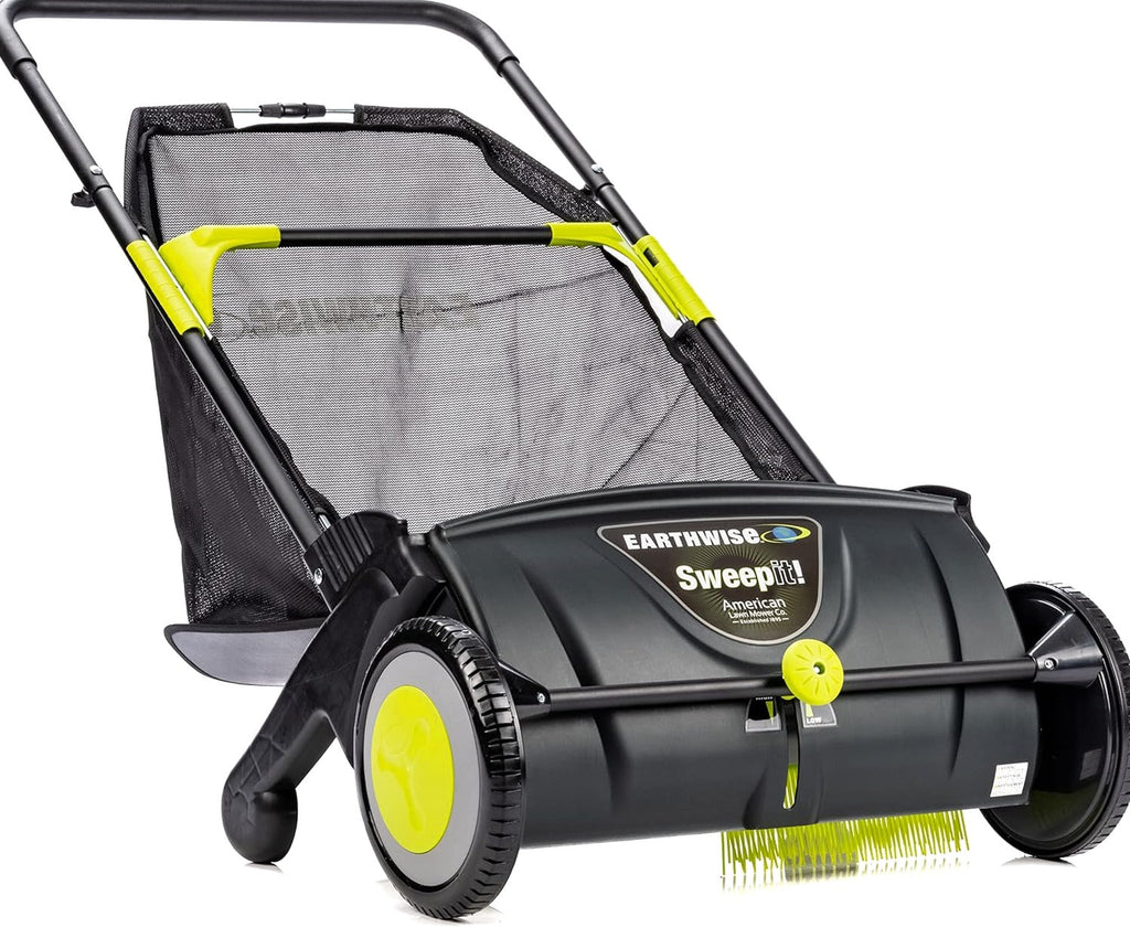 21-Inch Width Leaf &amp; Grass Push Lawn Sweeper, Black