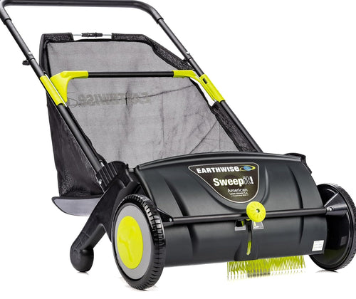 21-Inch Width Leaf &amp; Grass Push Lawn Sweeper, Black
